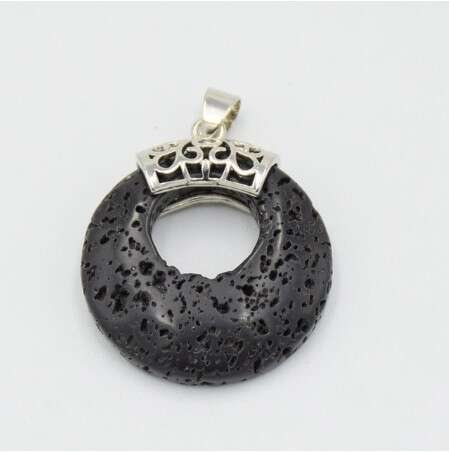 lava stone solfeggio charged crystal pendant